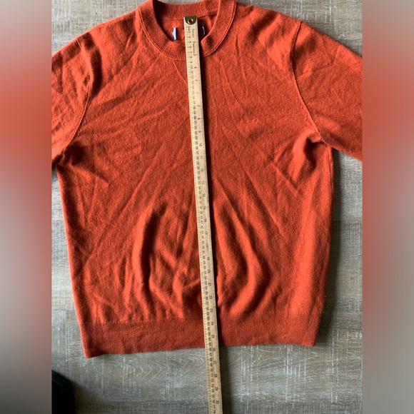 Banana Republic 100% Cashmere Sweater Mens L Crew BR Logo Orange Jumper pullover - Picture 9 of 12